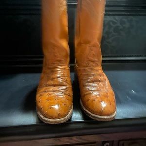 Cognac full quill ostrich boot